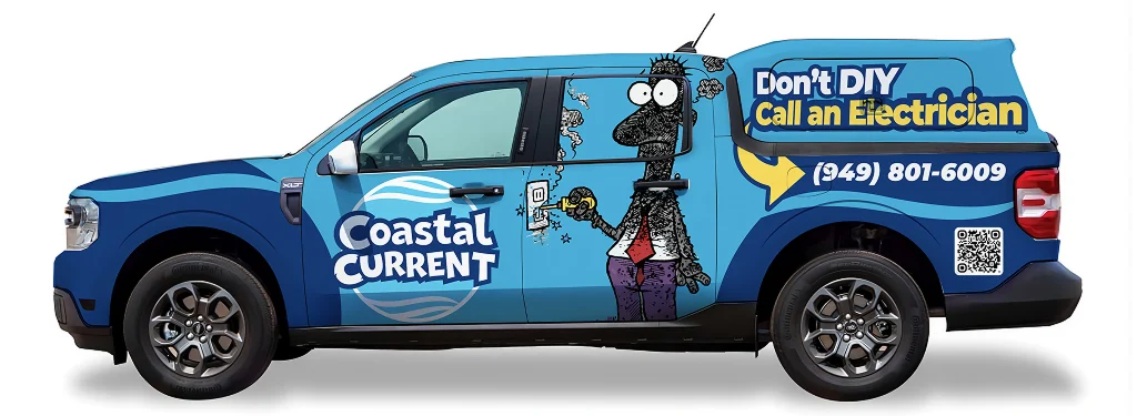 Coastal Current Electrician, branded service truck, South Orange County CA